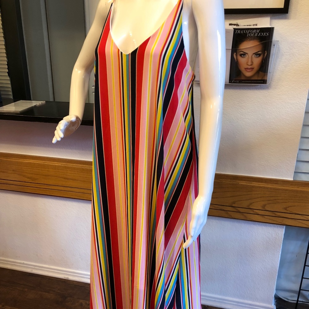 Pink Multi Stripe Maxi Dress